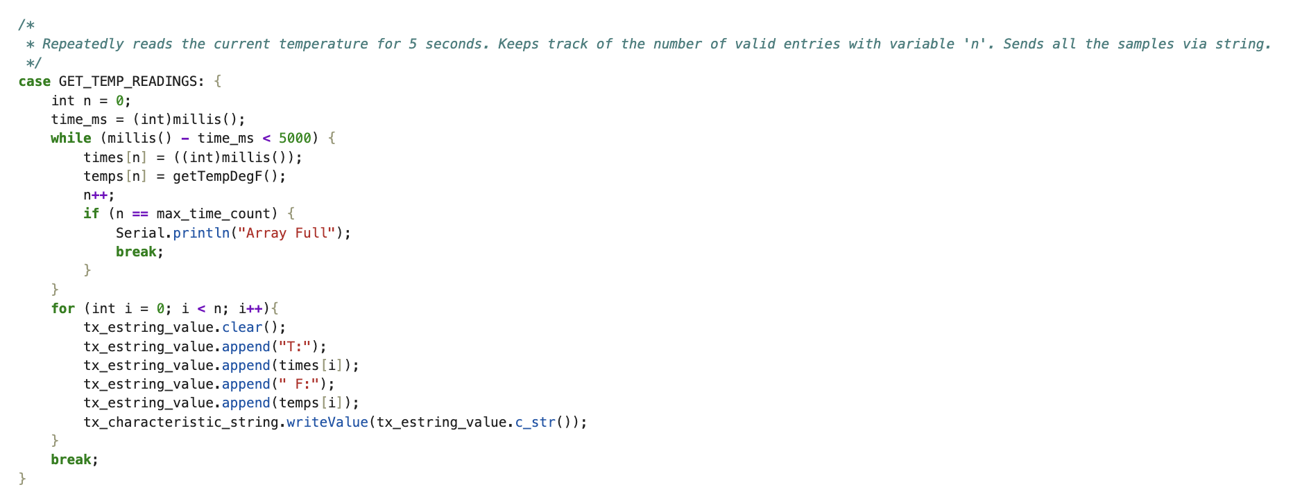 GET_TEMP_READINGS Arduino