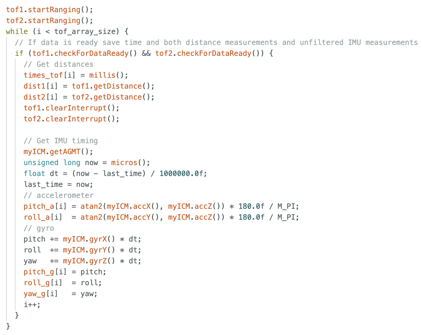 ToF BLE case code snippet