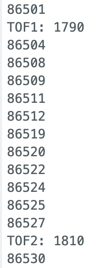 ToF speed readings 1