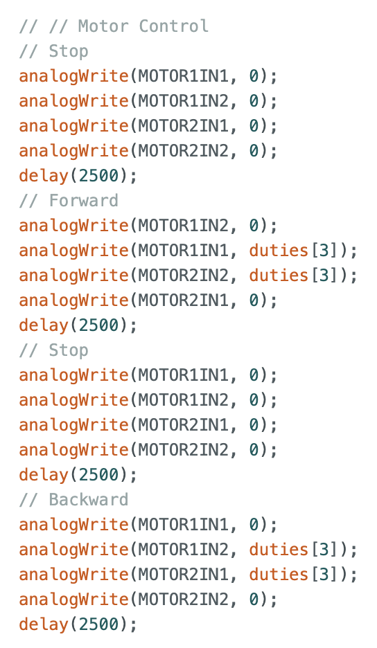 Forward and backward motor code