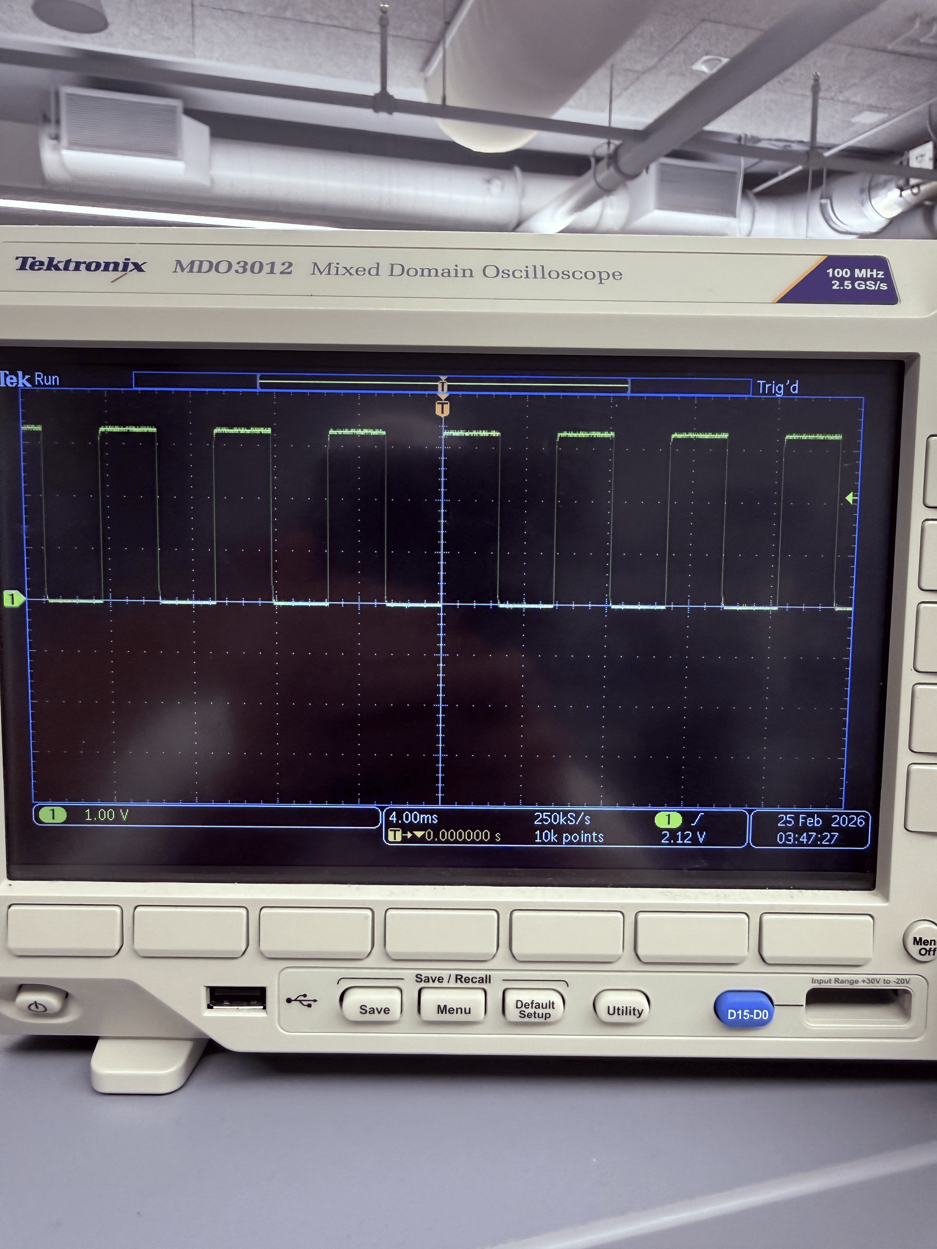 Duty cycle oscilloscope screenshot