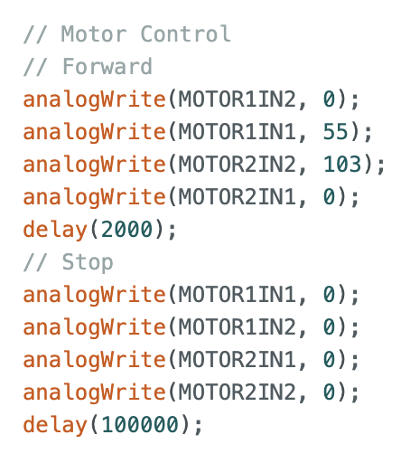 Straight line driving code