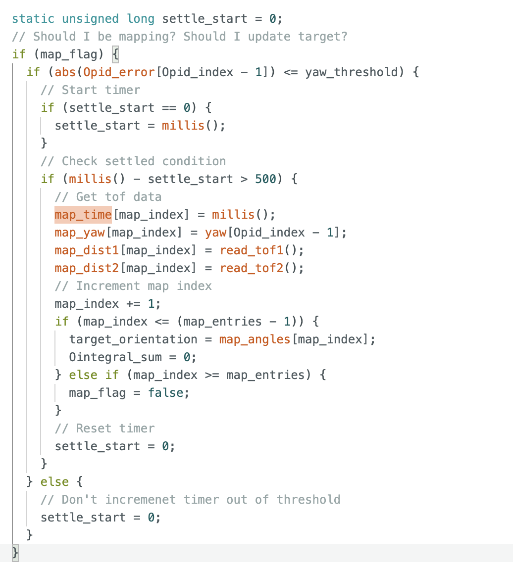 Settling logic for map measurements